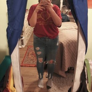 WallFlower ripped medium wash skinny jeans size 7